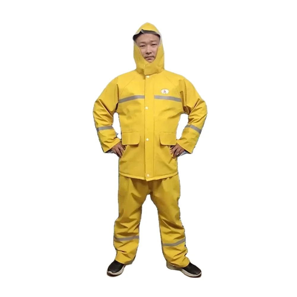 Waterproof PVC Knitted Fabric Outdoor Workers Raincoat Suit