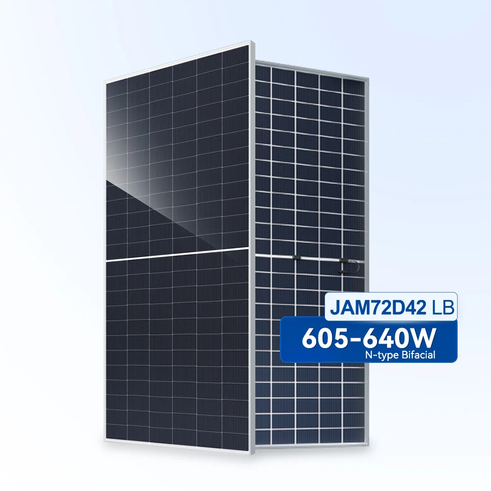 JA Panel 615w 620W 625W 630W 635W 640W 144 N type Bifacial Double Glass Solar Panel system Photovoltaic Modules JAM72D42 LB