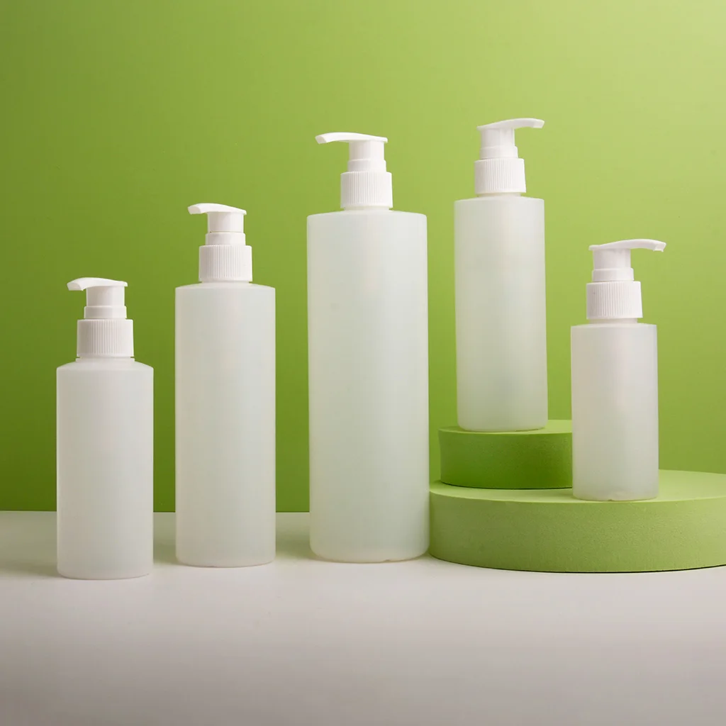 Cosmo Shape 16oz 480ml White Packaging HDPE Round Squeezable Empty Shampoo Bottle Skin Care Set Face Cream Lotion