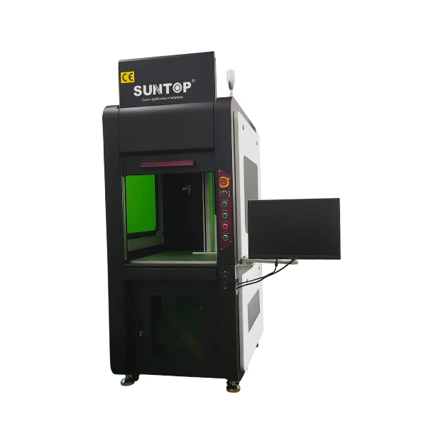 Floor Type Full Enclosed Fiber Laser Marking Machine 20W/30W/50W/60W/70W/100W Laser Marker for Metal, plastic