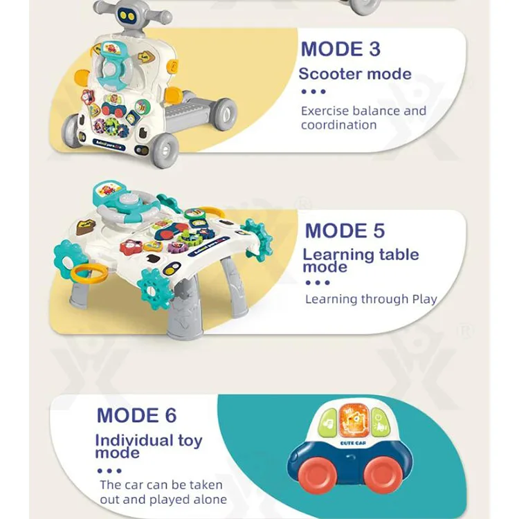 Adjustable height Multifuncional Baby Walker folding Activity Kid Scooter Baby Walker Sit To Stand Learning Walker Kids