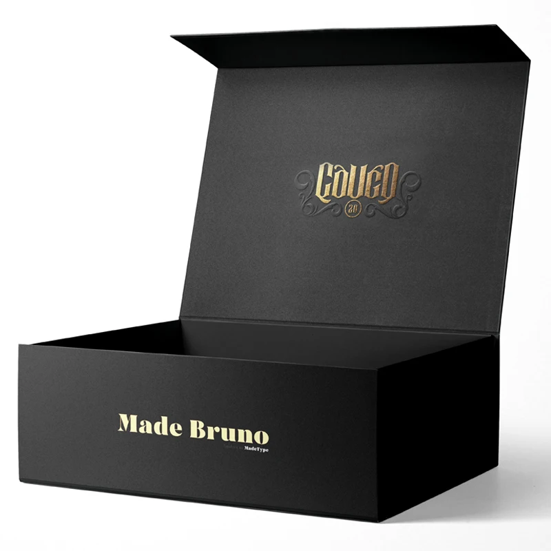 Custom Logo Luxury Matte Rigid Black Gift Box Magnetic product Closure Cardboard Paper Box Folding box with lid