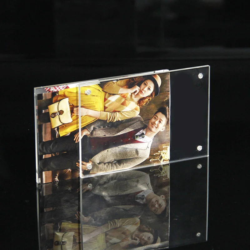 Double Sided Custom Clear Magnetic Acrylic Block Picture Photo Frame With Magnets Wholesale