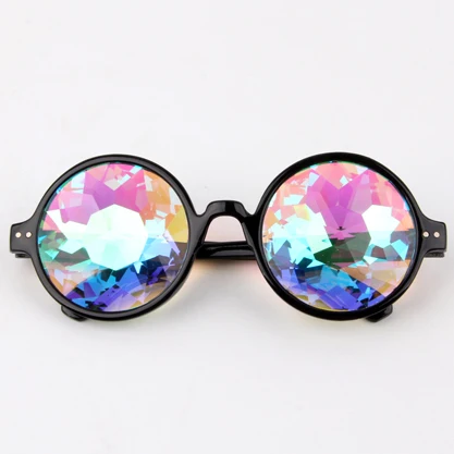 best selling kaleidoscope glasses a fancy dress ball  party round frame colorful crystal glass lenses sunglasses goggles