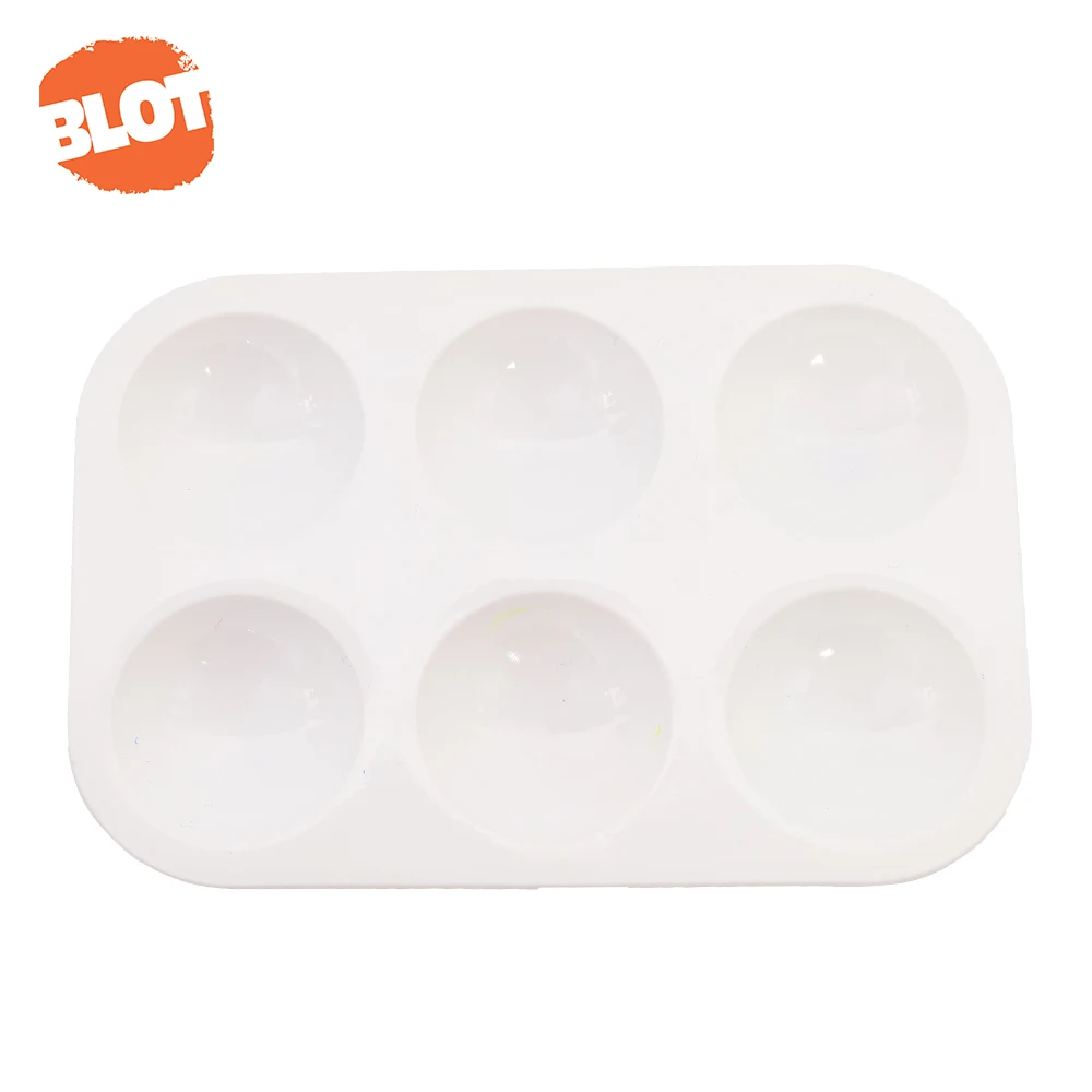 BLOT TS-009 6 Well White Rectangular Plastic Paint Palettes Watercolor Painting Tray