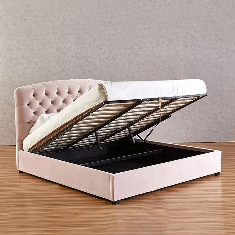 ottoman morden light luxury king size bed with pink colour also to be used to the bedroom kids house beds
