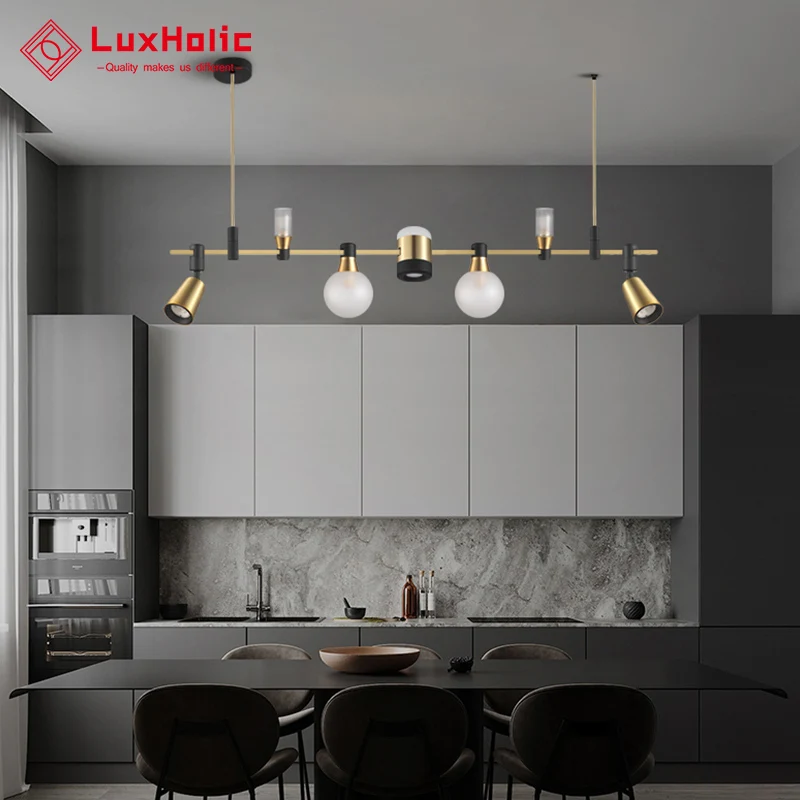 Роскошные золотистые люстры LuxHolic в современном дизайне современные подвесные светильники кухонный