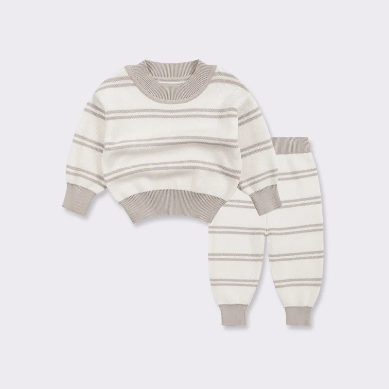Baby sweater set autumn baby bottom pullover round neck autumn winter knit sweater two-piece set