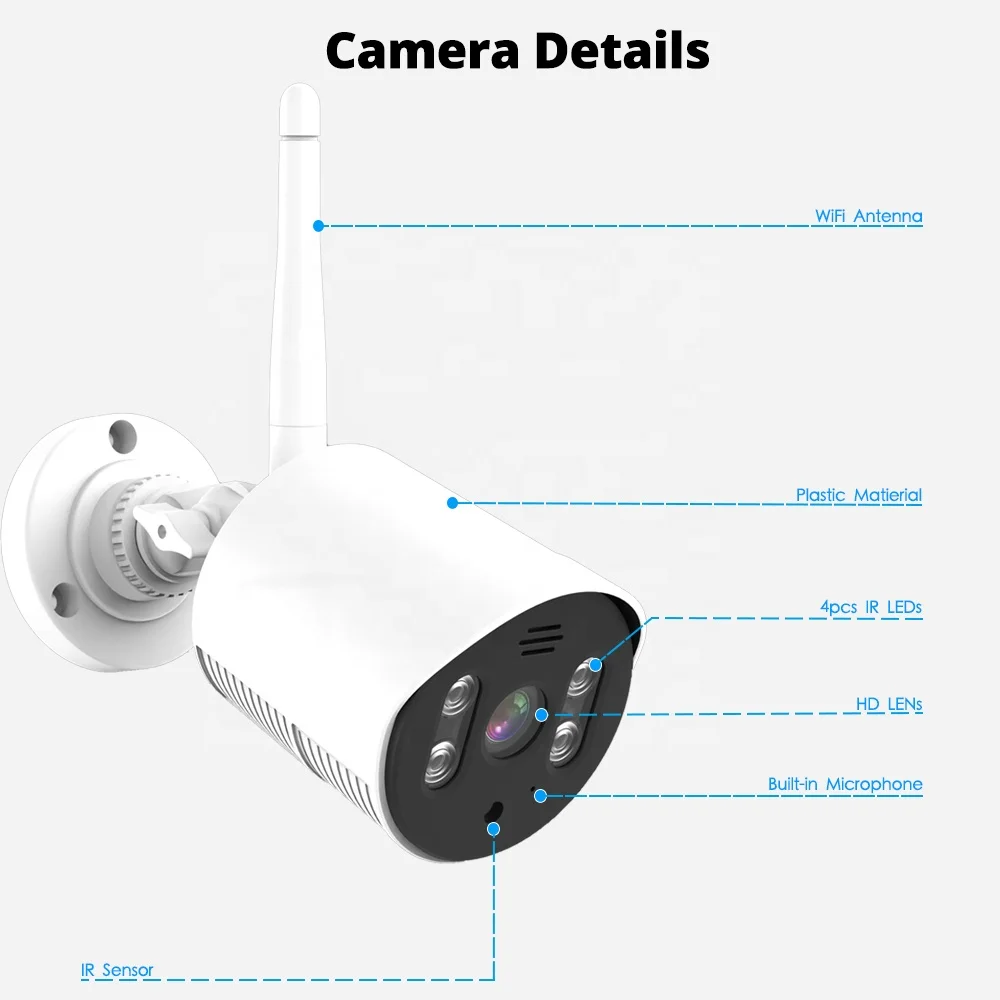 Tuya XMeye 4CH 1080P HD WiFi Security System Wireless Network Surveillance NVR Kit Outdoor CCTV Camera Set Monitor 10.1 inch LCD