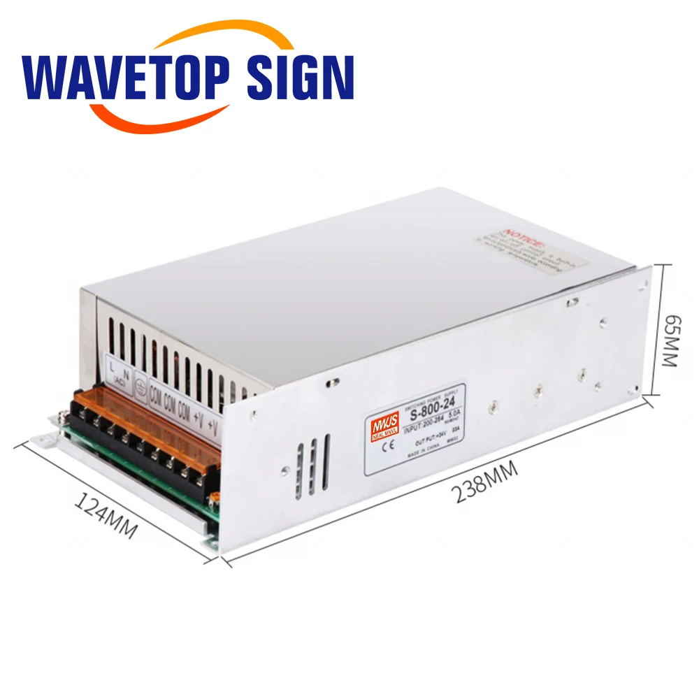 WaveTopSign MeanWell 800W Switch Power Supply S-800 48-130V Single Output for Co2 Laser Cutting and Engraving Machine
