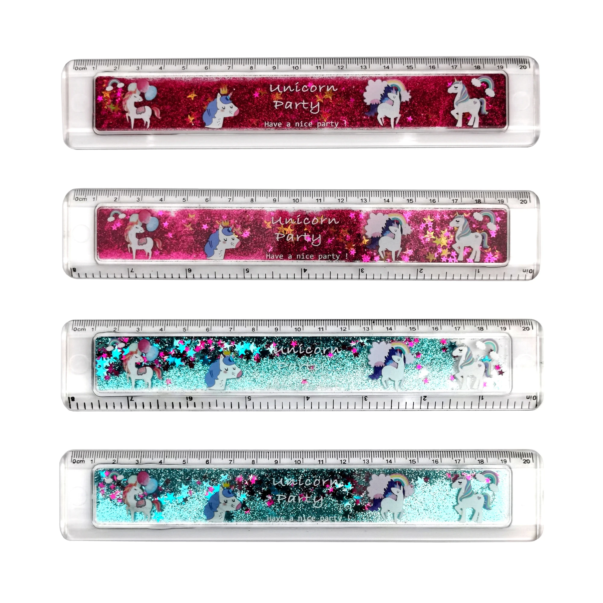 new latest popular 20cm Liquid Filled Acrylic Ruler With Glitter Sequin Inside