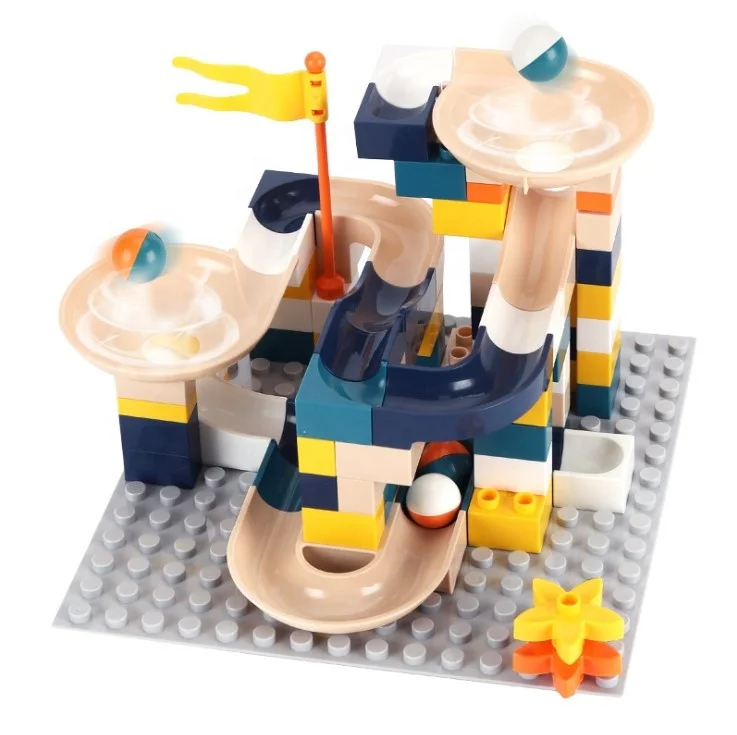 DIY собрать 55-162pcs пластиковый наклонный лоток шарики прокатки развивающие Marble Run «трек ABS большой конструкторных блоков Детские кубики комплект для