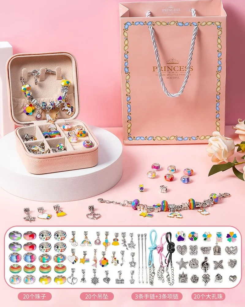 2022 Trendy DIY Jewelry Making Kit Charm Bracelet Making Set Jewelry Making Supplies Mermaid Unicorn Gifts for Teen Girls