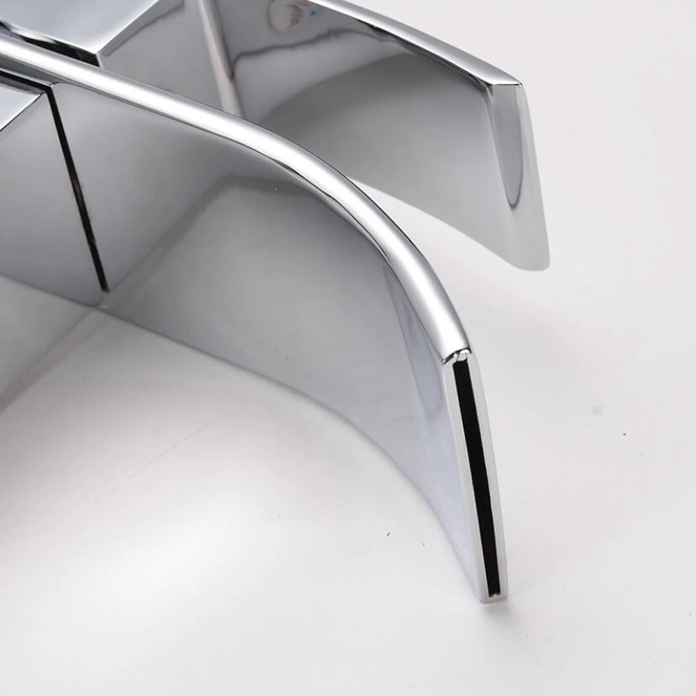 Single handle standing deck mounted hot and cold water bathroom basin mixer taps handwash waterfall basin faucet