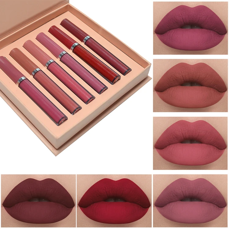 Lip Tint Non-Stick Makeup Custom Logo Lipgloss Set Long Lasting Matte Lip Gloss Private Label Liquid Lipstick Set