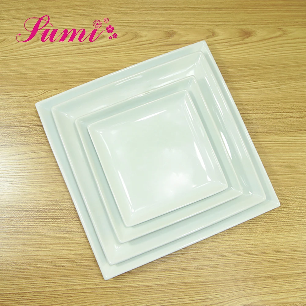 Factory design ceramic square ware plate white, restaurant kitchen porcelain square plate