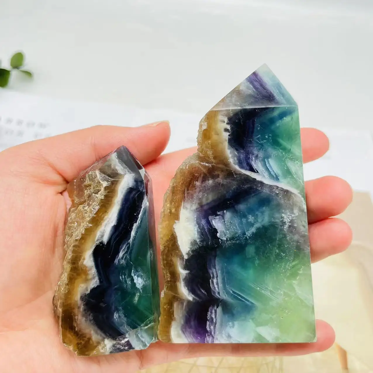 Top Quality Natural Stone Fluorite With Pyrite Point Crystal Quartz Crystal Fluorite With Pyrite Tower Point