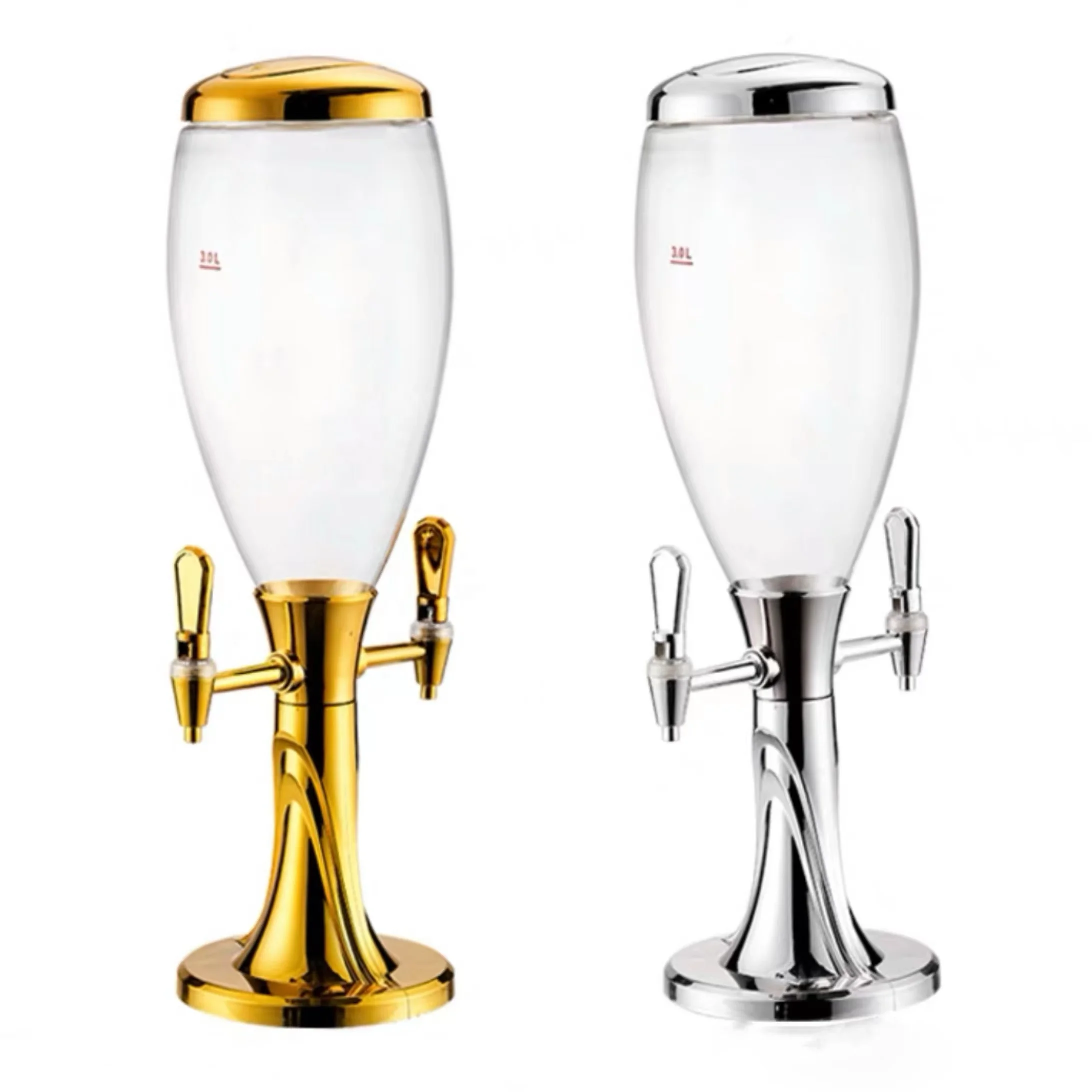 Hotel supplies Water Drink Dispenser with two Beer Taps Custom 3L Beer Tower Ice tube Bar Beer Tower Dispenser
