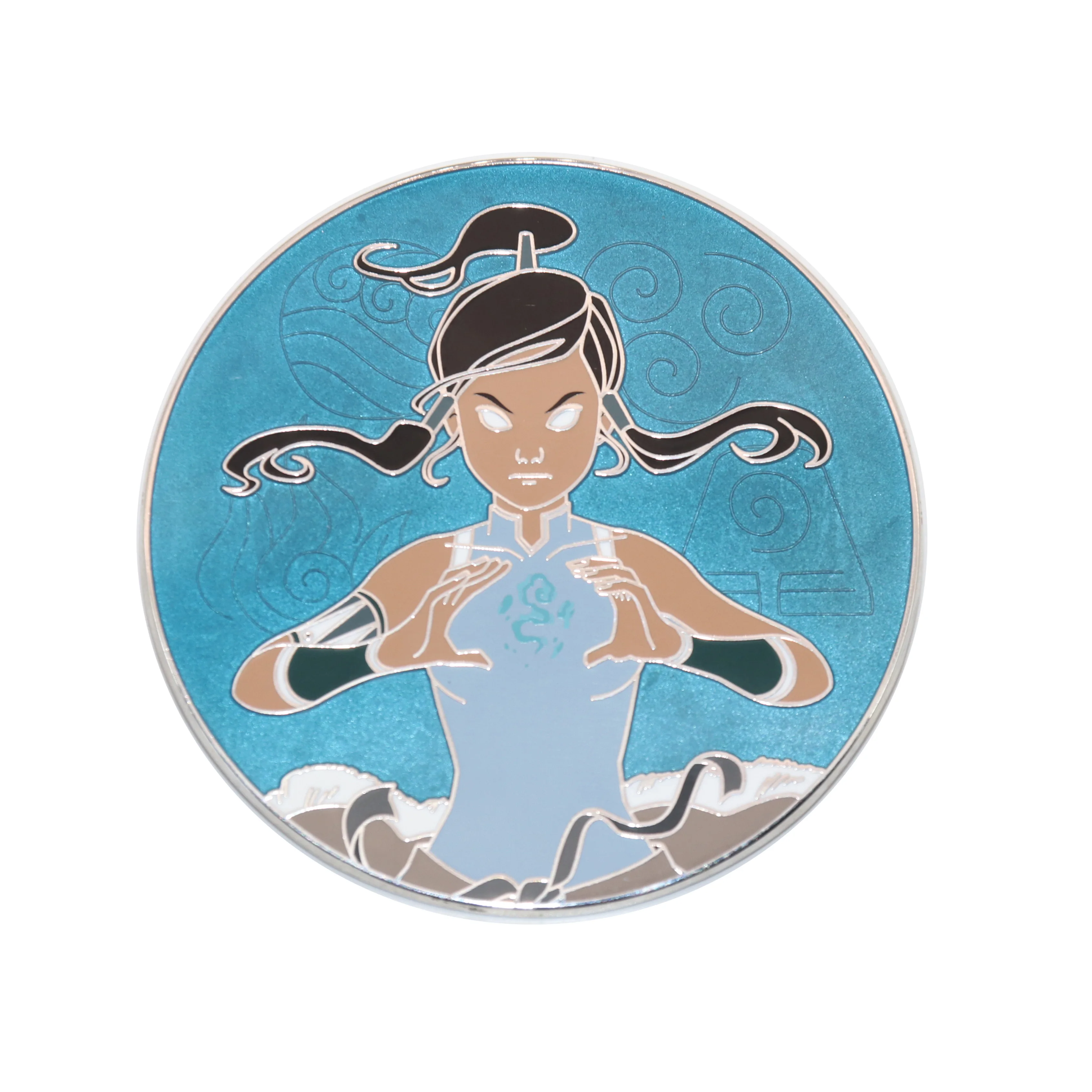 Badge Metal Pin with sandblast and screen printing