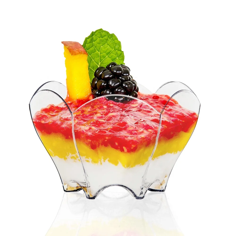 Europe Pack hot sale products flower shape 90ml 3oz disposable plastic dessert cup