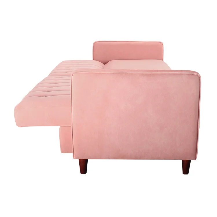 custom storage pink sleeping couch bed futon convertible sofa cum bed folding living room furniture with wood frame