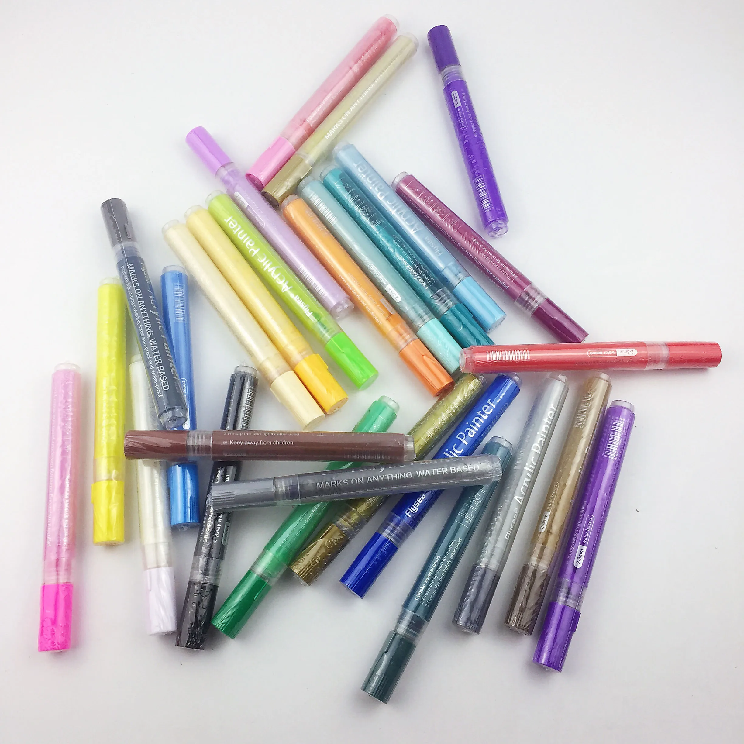 28 Colors Custom Acrylic Paint Marker Pens Set for for wood,plastic,glass,ceramic,fabric and Rock Painting