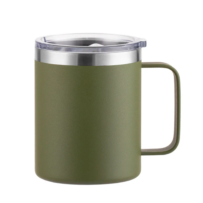 Custom 12Oz Printed Eco Friendly Metal Coffee Cups Insulated Stainless Large Mug With Handle and No Straw