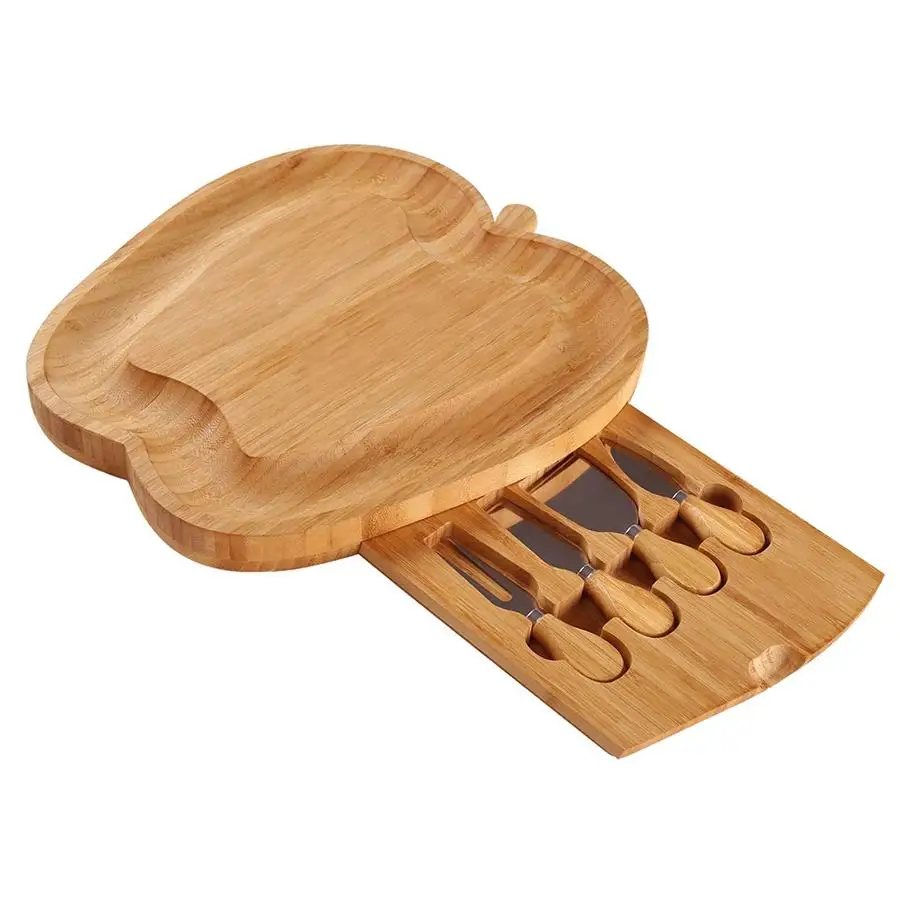 Fancy charcuterie boards  gift box cheese pizza plate bamboo cheese board with knifes set sublimation blank cheese cutting board