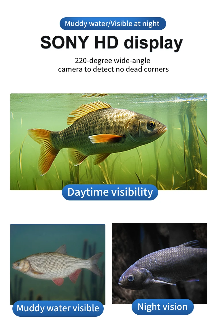 Fishing Tackle 4K OLED 5 Inch 20M 1000TVL Fish Finder Underwater Fishing Camera for IceSea River Underwater Video Camera