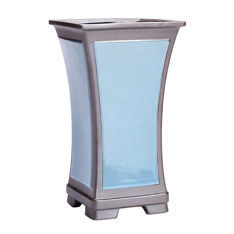 Chinese style Geyao Handmade Yixing Purple Sand Large Caliber Orchid Bonsai Pot Square Flower Pot With Feet