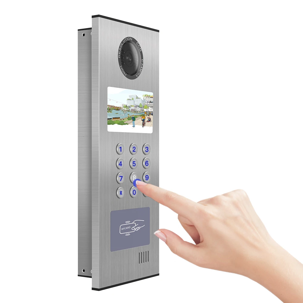 4.3 inch advertising screen Ethernet cable /4G SIP Video Door phone Intercom remote mobile app apartment door access control sy