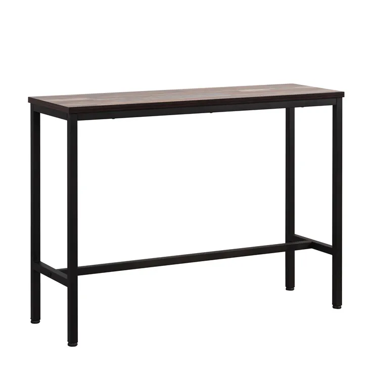 Modern Simple Wooden High Bar Table Metal Frame Long Home Bar Counter Table