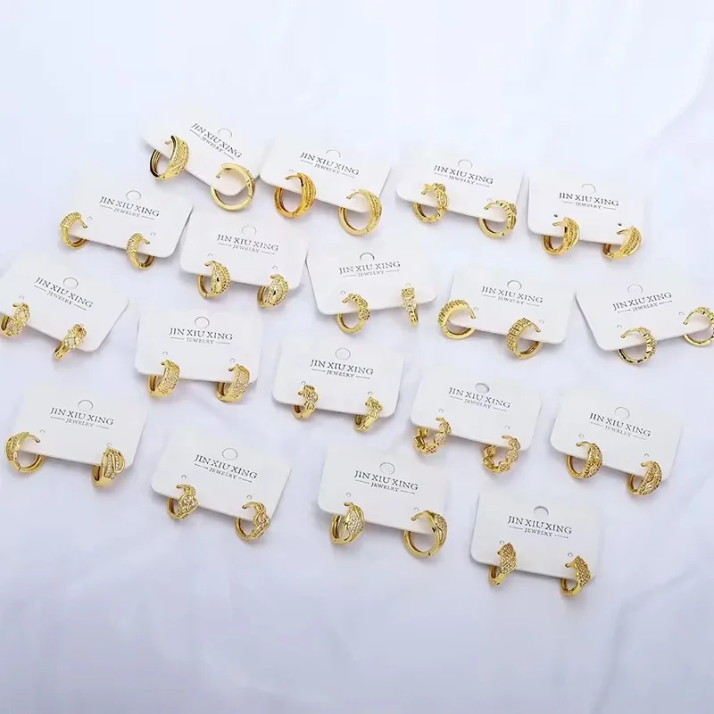 JXX new design brass gold plated huggie hoop zirconia earring luxury gold plate earring earrings for women