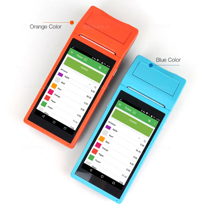 Handheld Android 8.1 Pos Terminal Printer With Blue tooth Thermal Receipt Printer 3G WiFi Mobile Order POS PDA