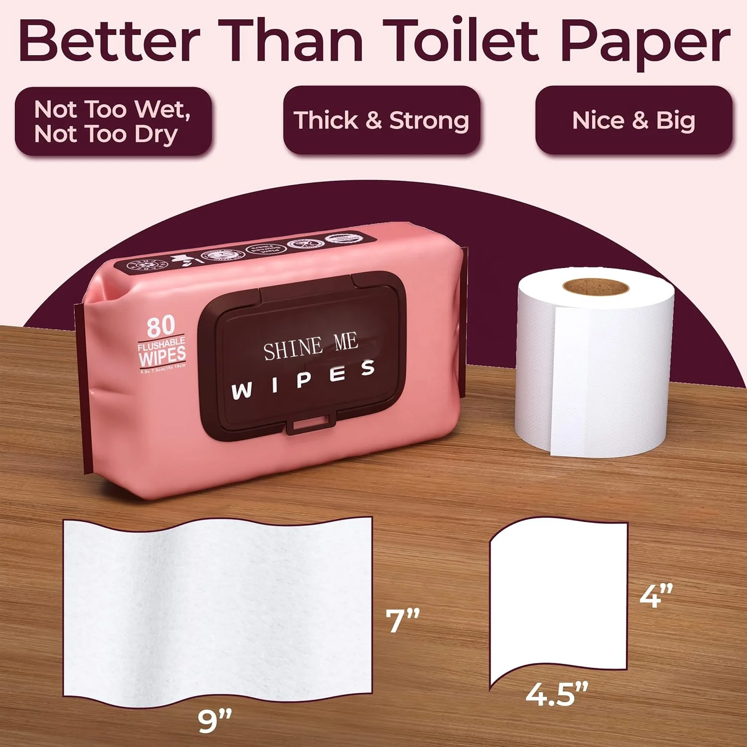 Natural  Fragrance Free Female Toilet Wipes Flushable Safe Wipes pH Balanced Feminine Wipes Infused  With Vitamin E & Aloe