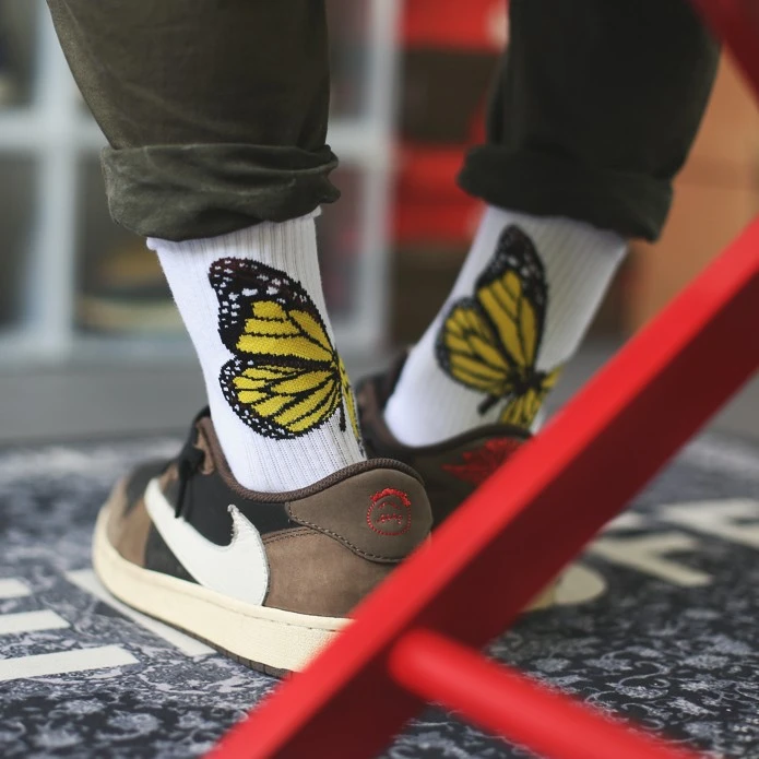 Palm Butterfly Women Socks Angel Cotton Street Sports Socks Men Crew Socks