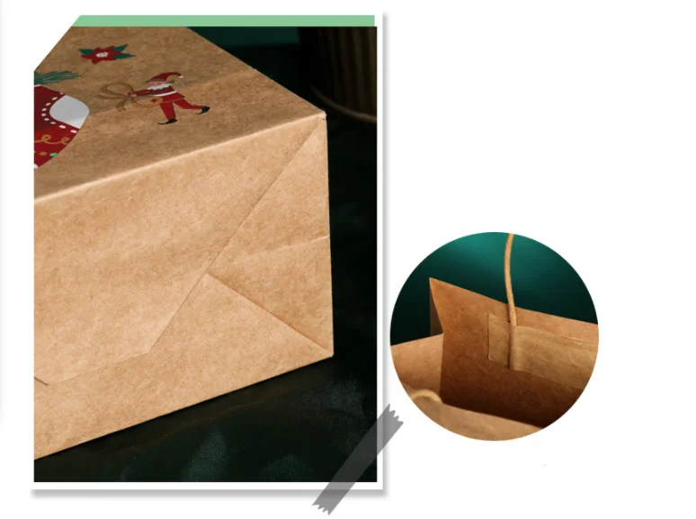 Hot selling premium paper packaging holiday recycled kraft paper bag takeout christmas paper bag
