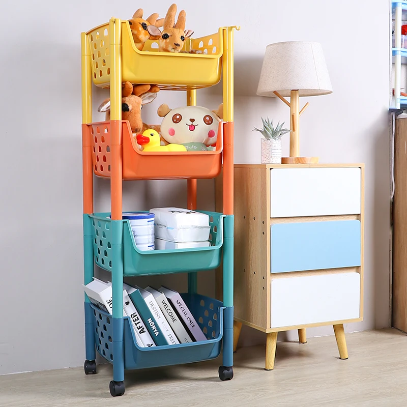 Multifunction Removable 4 Layer Storage Holders Colorful Bookshelf Kids Toy Shelf Baby Storage Toy Rack Bookcase Plastic 