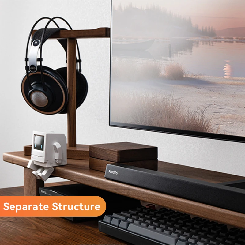 Joypro Walnut Wood Laptop Stands Riser Wooden Adjustable Computer Monitor Holder Desk Organization Ergonomic Wood Monitor Stand