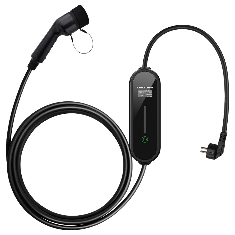AC TYPE2 16A 3.5KW Current Switching Ev Charger  European Standard  homeuse portable ev  charger