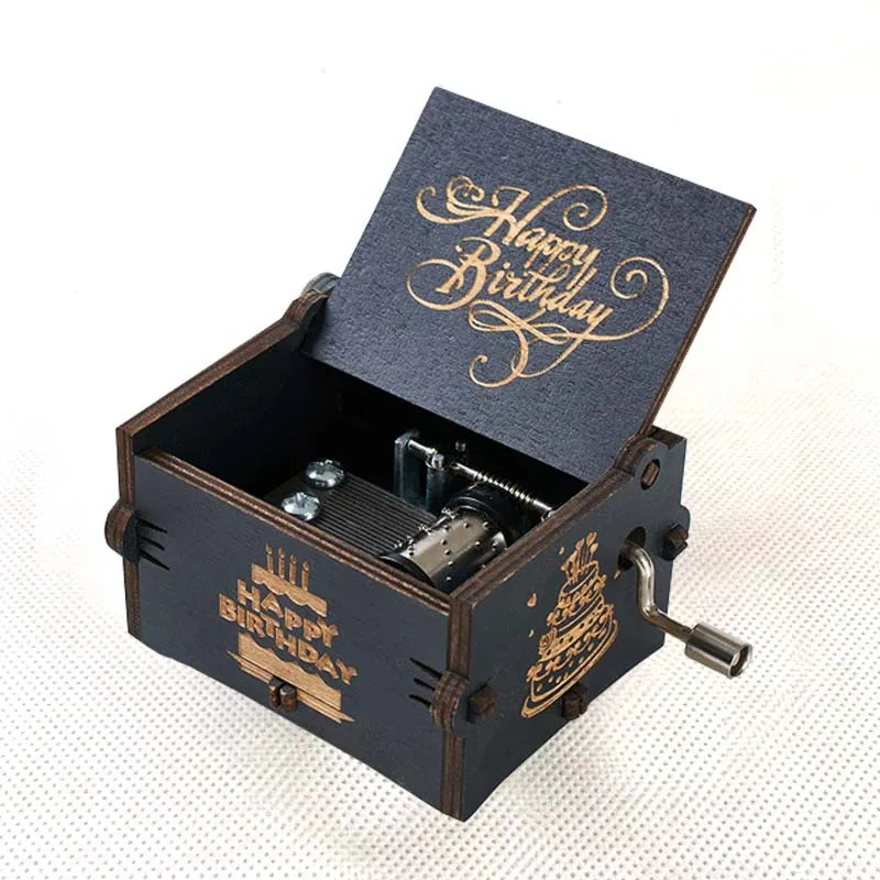 Customize Wooden music box color printing wooden hand crank music box music box Gift for Wife Kids