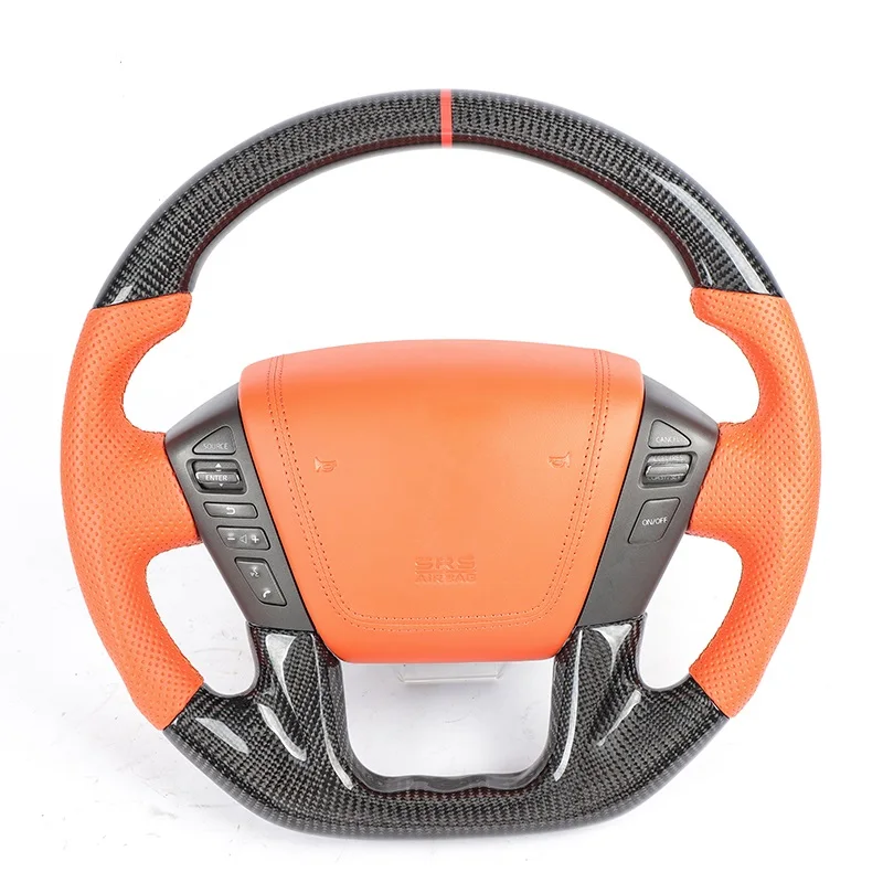 
Custom Car Steering Wheel For NISSAN Patrol Y62 2012-2019 Carbon Fiber Steering Wheel 