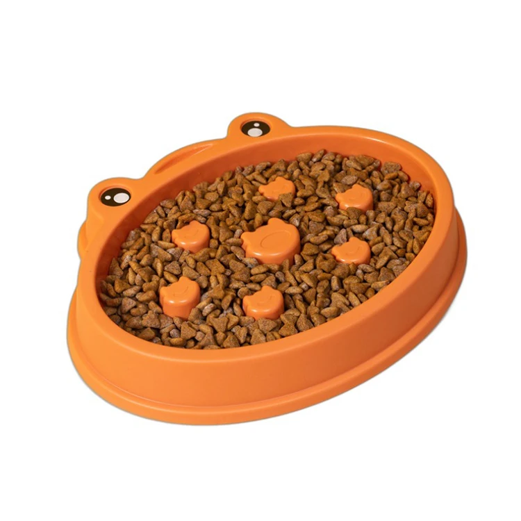 Frog Shaped Slow Food Bowl for Small Dogs and Cats Prevents Choking and Tipping Large Pet Bowl Utensils