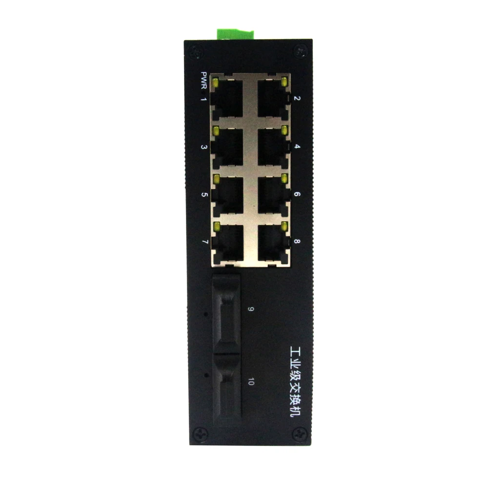 10-Port DC12~52V 1000M 8 Electric 2 SC Interface Optical Single-mode Dual-fiber 20KM DIN Rail Industrial Ethernet Switch