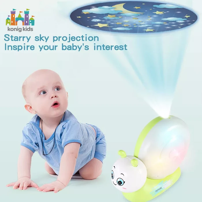 Konig Kids New Snail Lights Up Toys Projector Baby Night Light With Music Baby Toys 2022