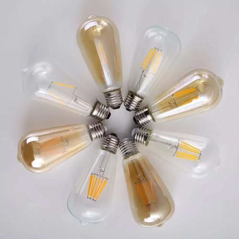 Factory Stock Energy Saving Dimmable Vintage Straight Filament Edison Bulb ST64 LED filament lamp
