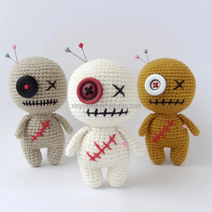 Factory custom Voodoo Amigurumi Doll Crochet Mini figurine Plush stuffed toy, Hand Made Voodoo Doll Amigurumi Crochet