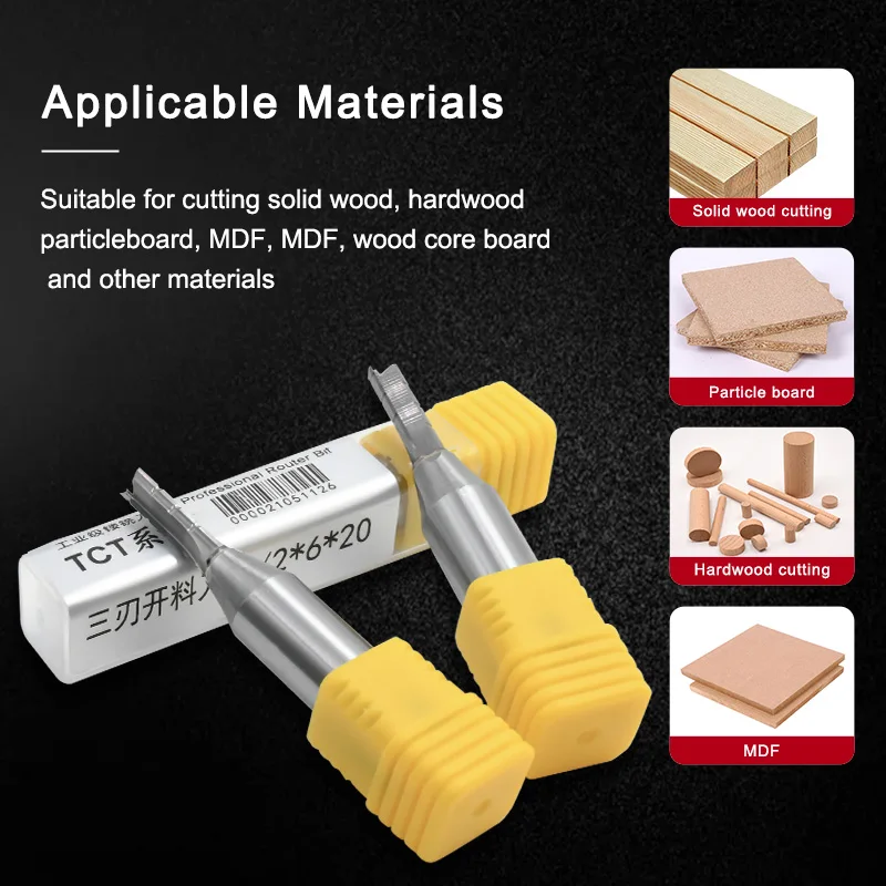 Best Price  Tct 3 Flutes Slotting Bits With Teeth End Mill For Woodworking  Straight Bit