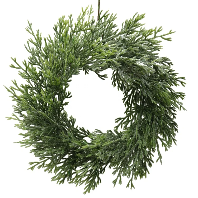 2022 New Polyethylene 24cm Cedar Cypress Leaf Wreaths Artificial Flowers Wreath For Door Home Christmas decorations