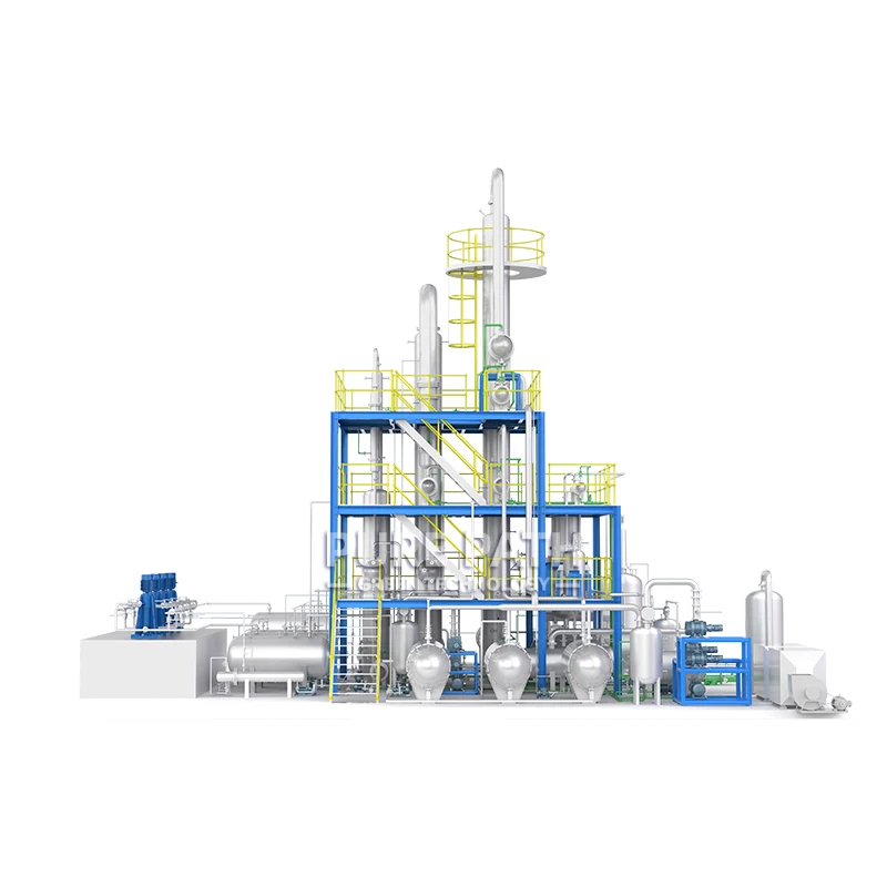 High yield high quality continuous refinery of waste oil to diesel distillation plant